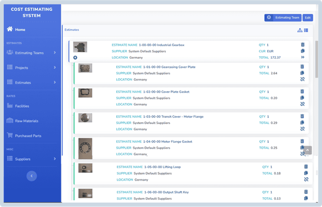 Cost 360 Platform Dashboard - Advanced Cost Estimation Tool